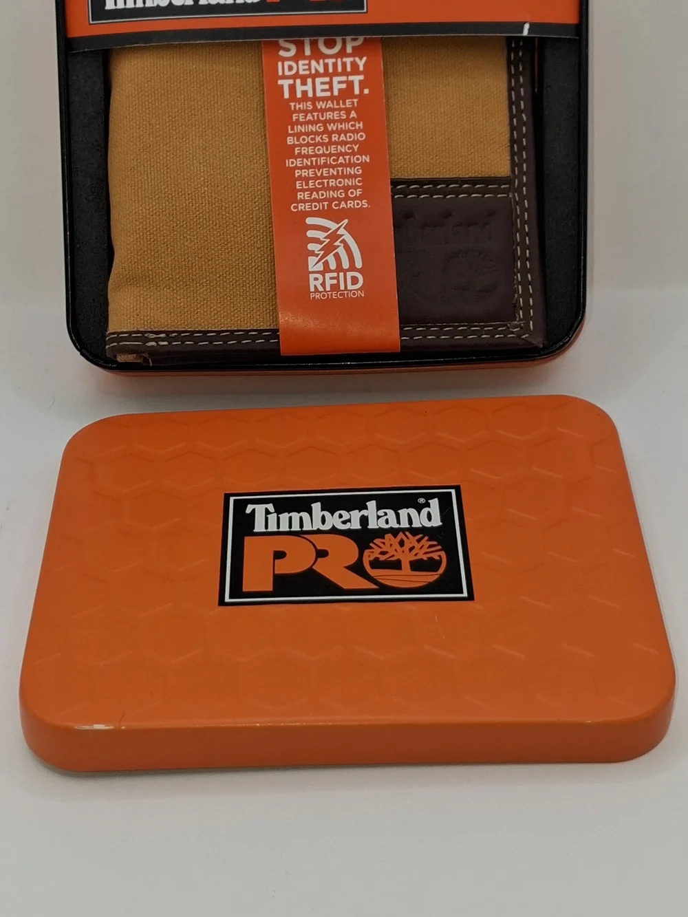 Timberland PRO Canvas Wallet in Orange and Brown